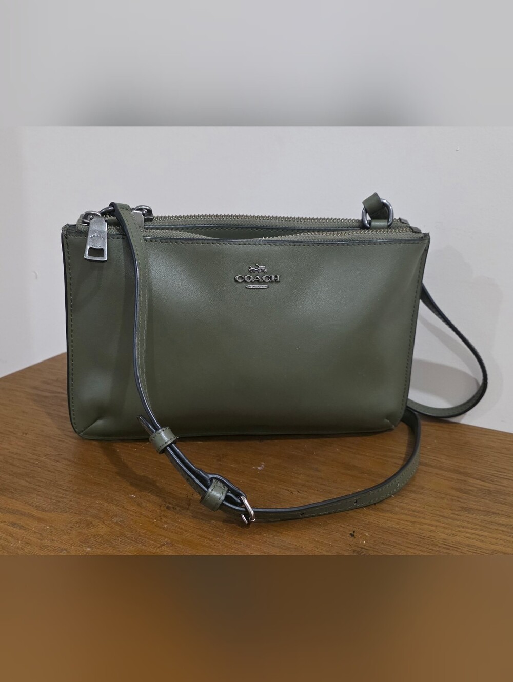 Coach Olive green soft leather Crossbody bag